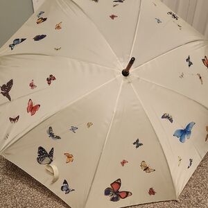 WWF Butterfly Print Wood Handle  Umbrella Parisol